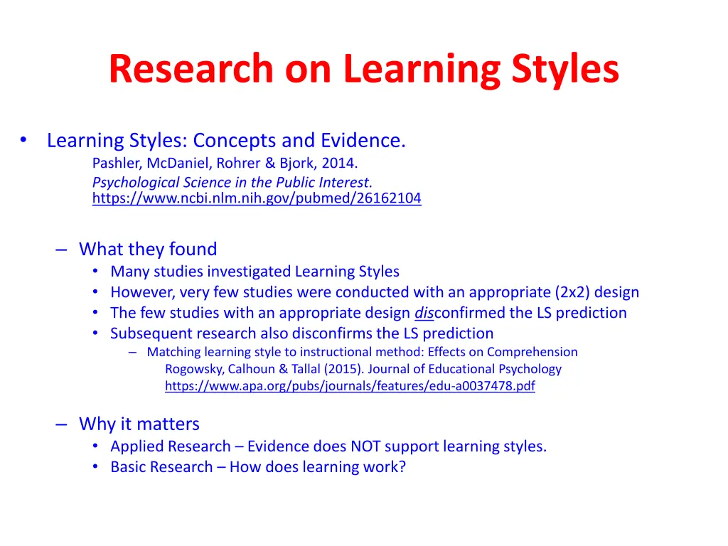 research on learning styles 1