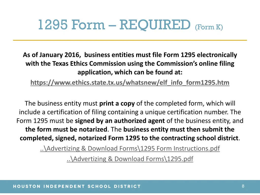 1295 form required form k