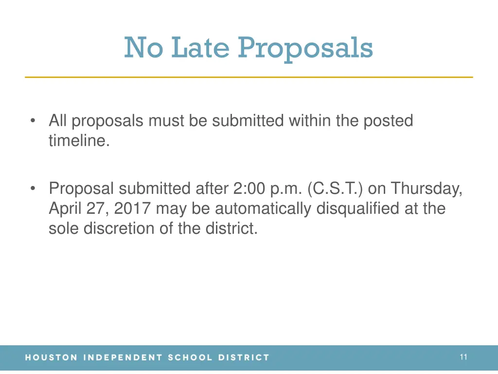 no late proposals
