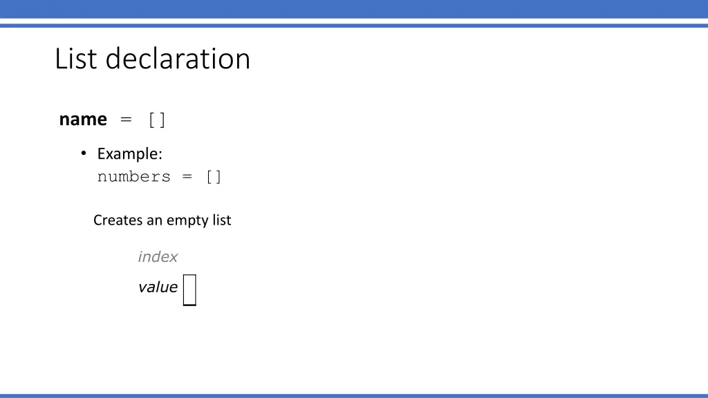 list declaration