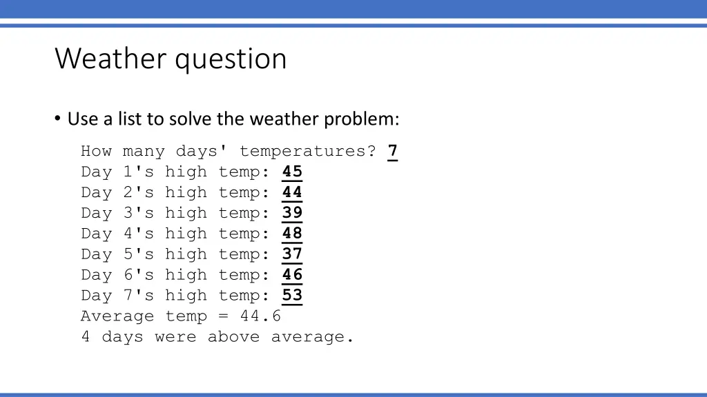 weather question