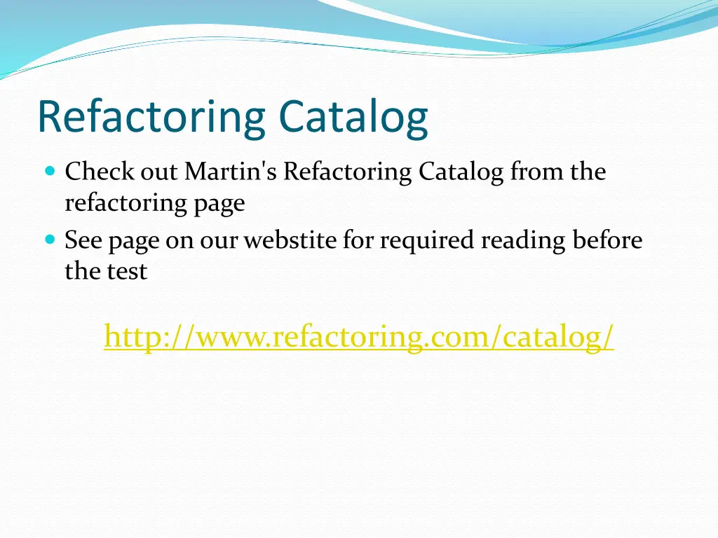 refactoring catalog