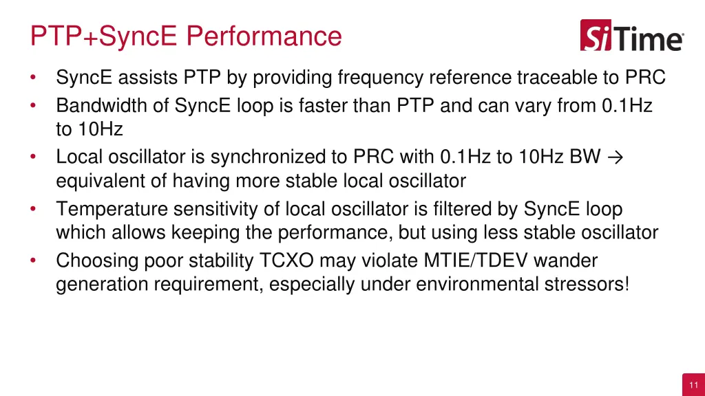 ptp synce performance