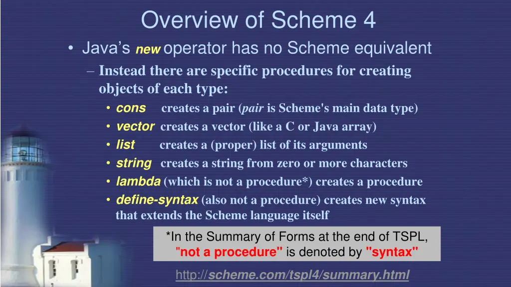 overview of scheme 4 java s new operator
