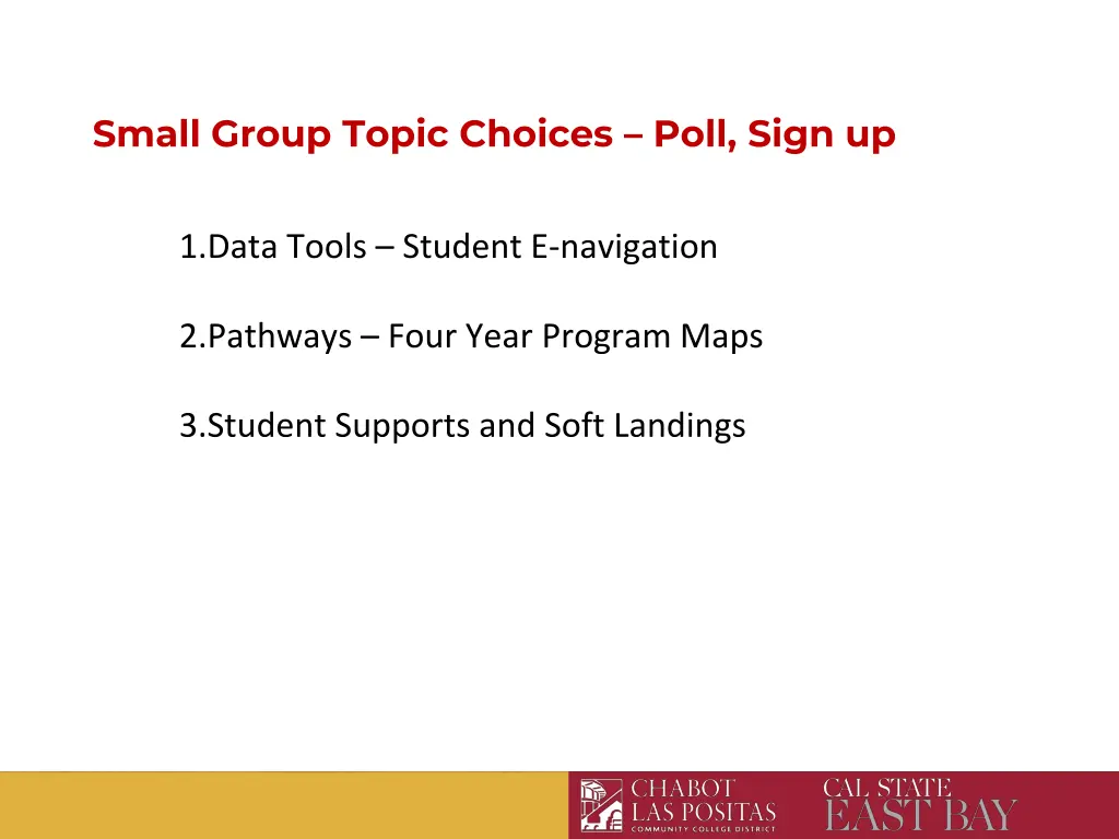 small group topic choices poll sign up