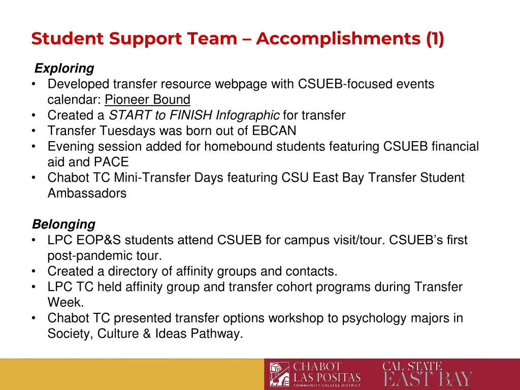 student support team accomplishments 1