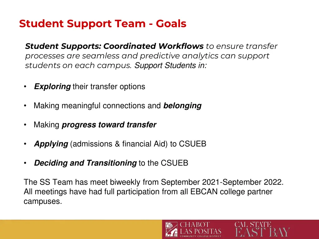 student support team goals