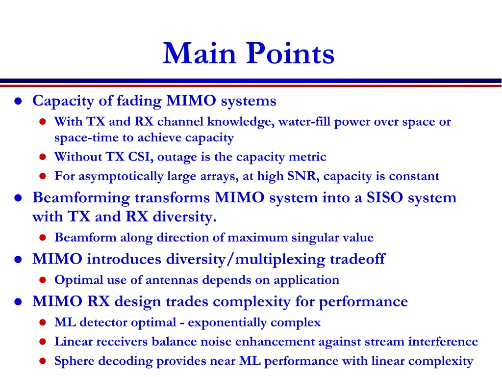 main points