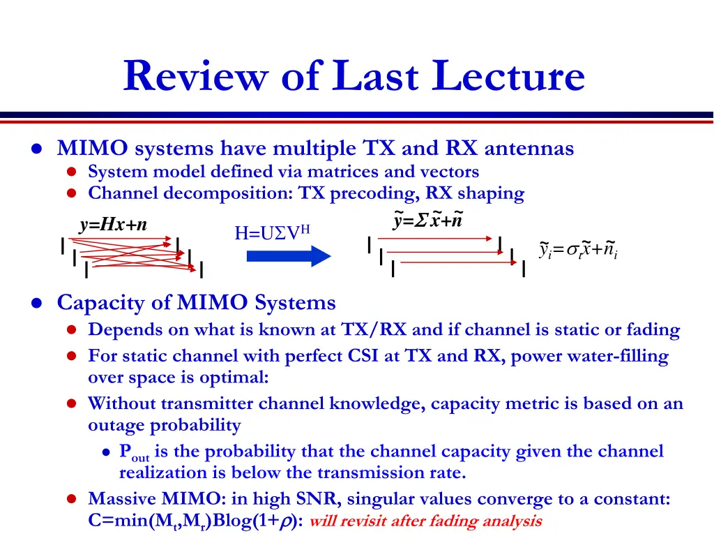 review of last lecture