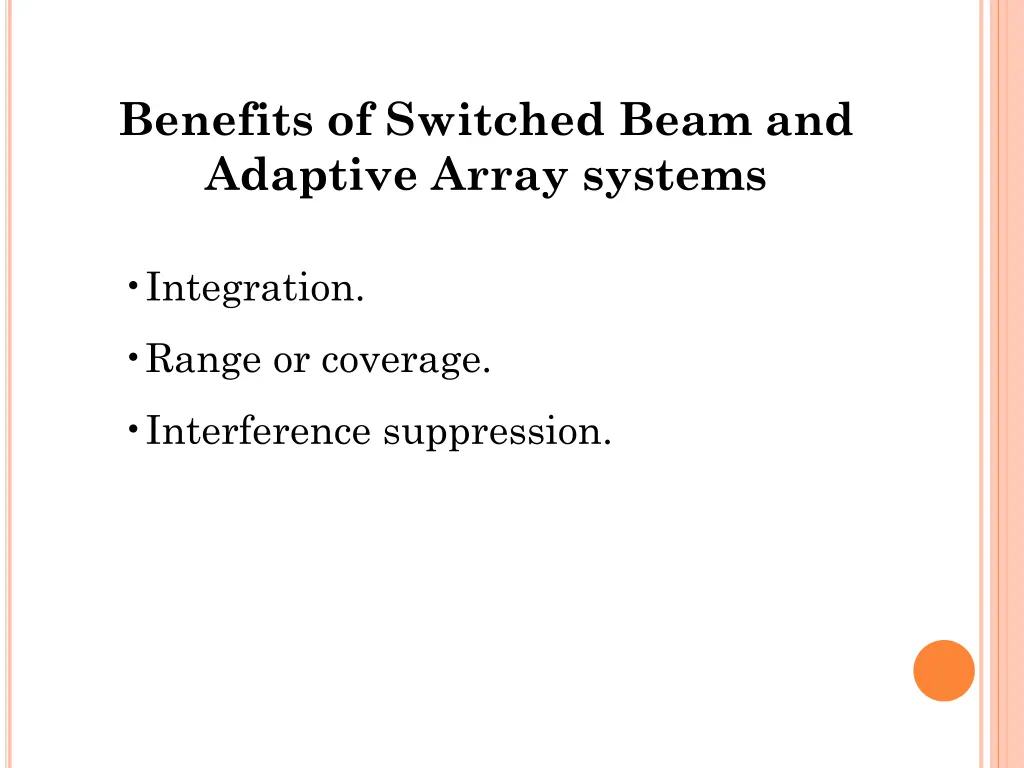 benefits of switched beam and adaptive array
