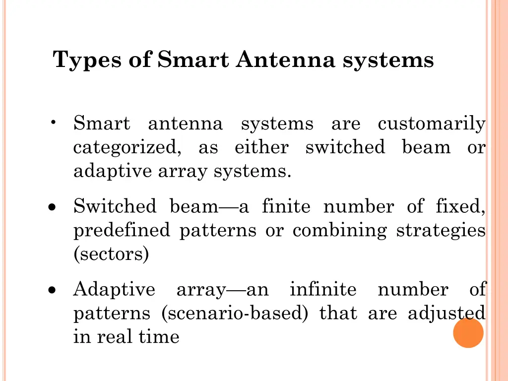 types of smart antenna systems