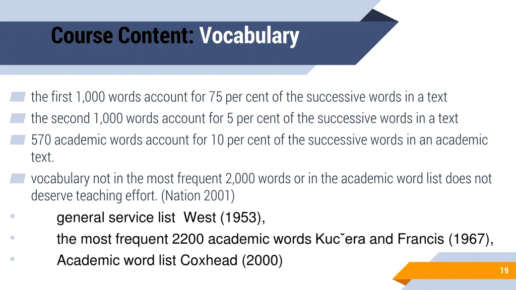 course content vocabulary