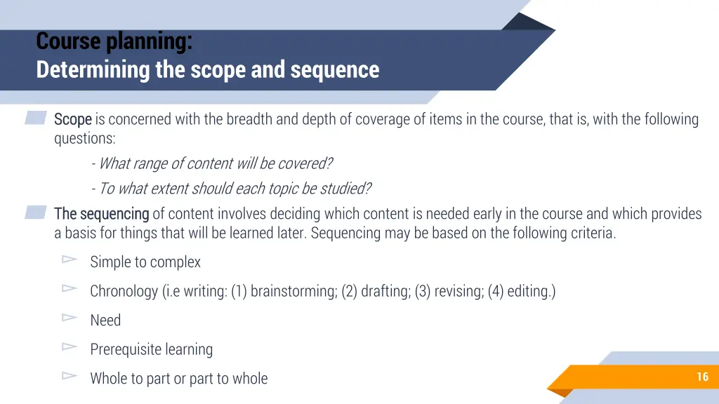 course planning determining the scope and sequence