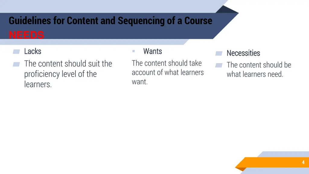 guidelines for content and sequencing of a course 1