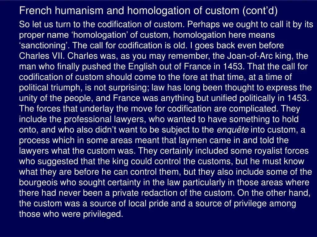 french humanism and homologation of custom cont 3