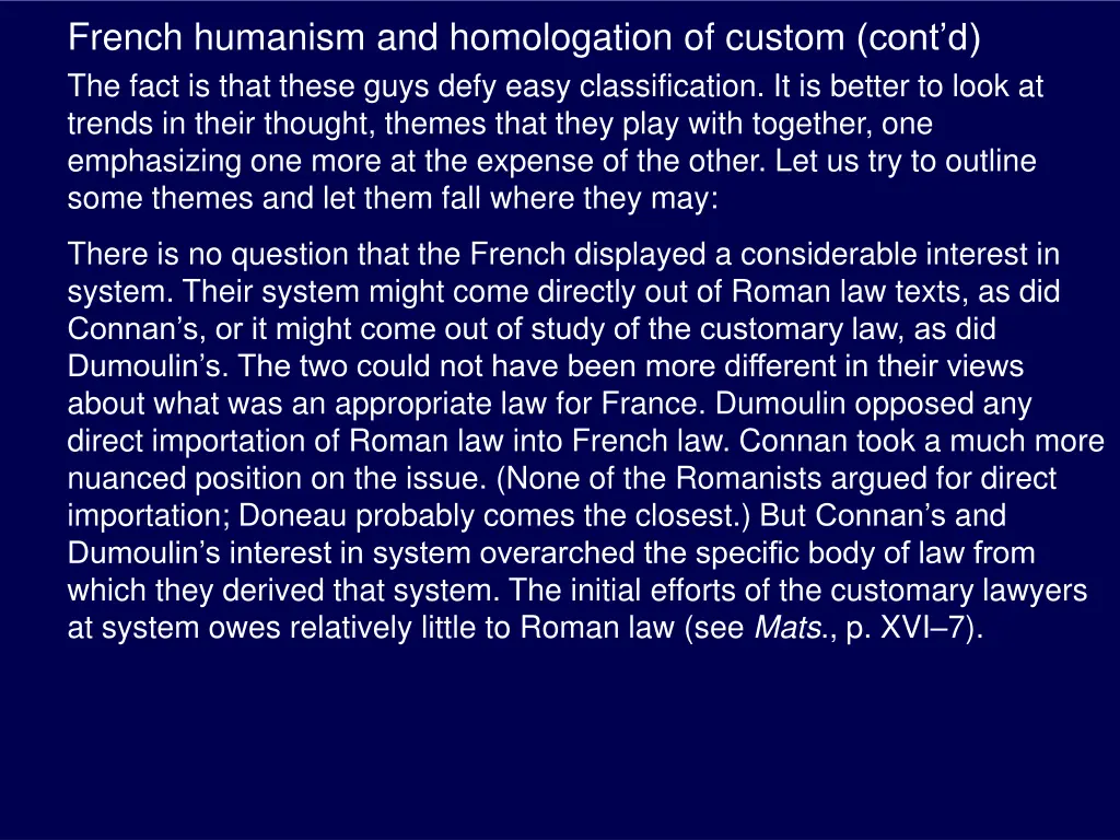 french humanism and homologation of custom cont 7