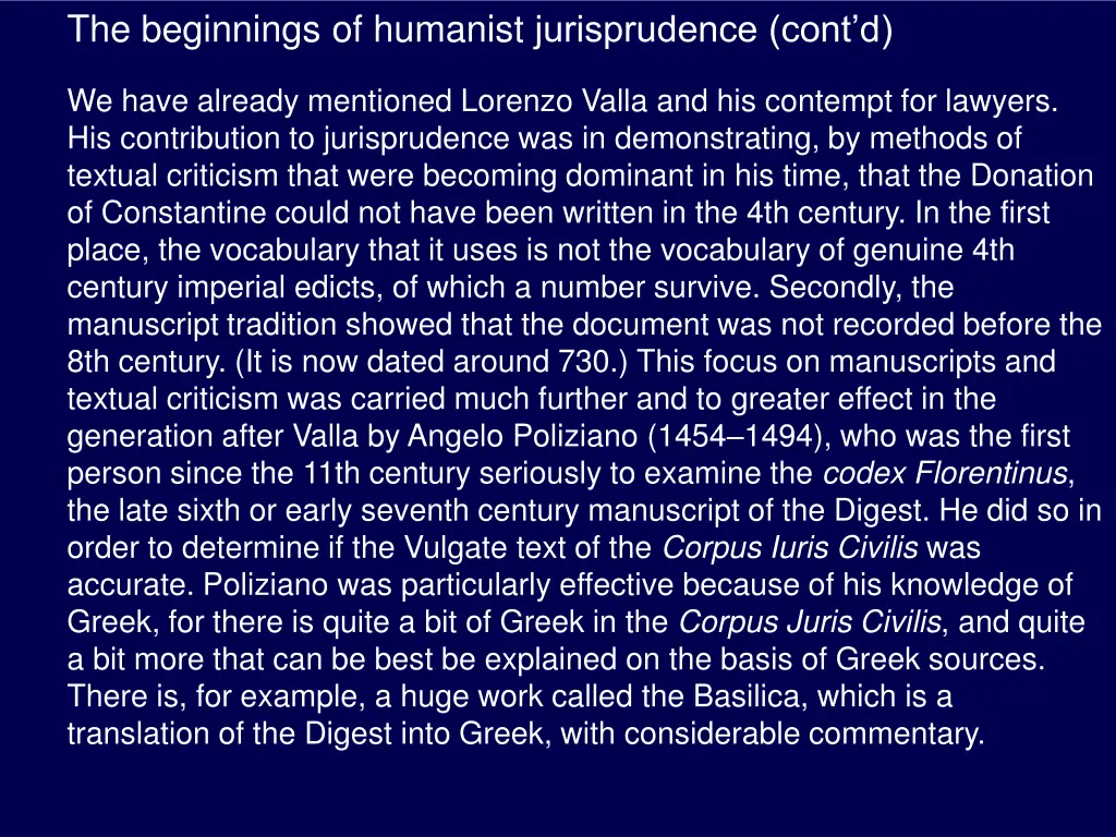 the beginnings of humanist jurisprudence cont d