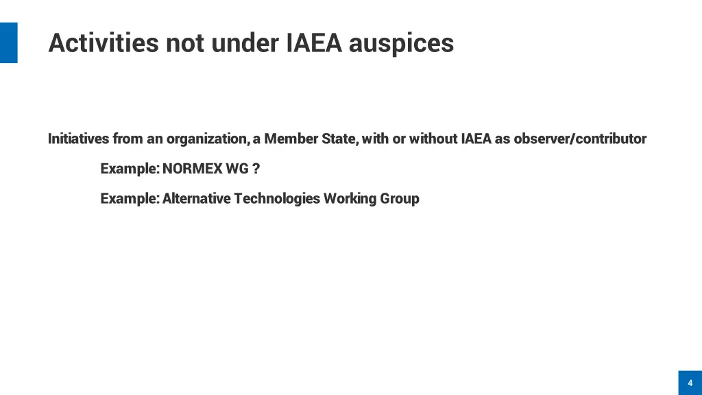 activities not under iaea auspices
