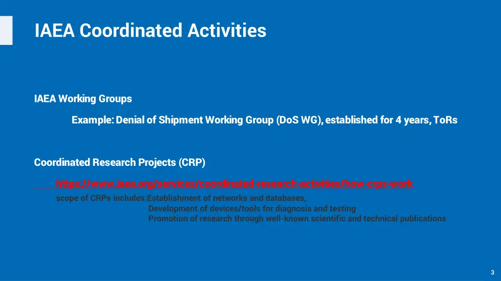 iaea coordinated activities