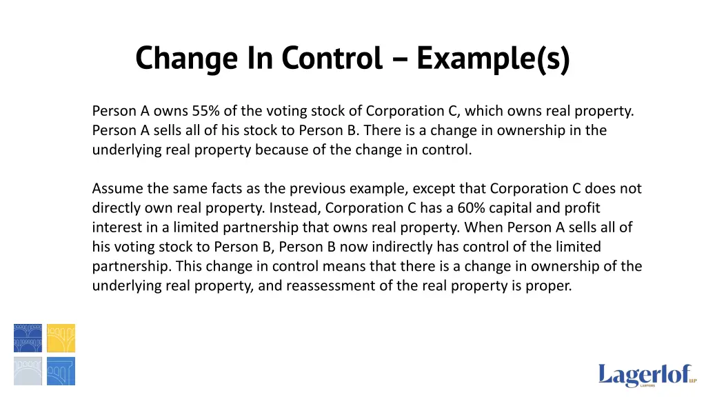 change in control example s