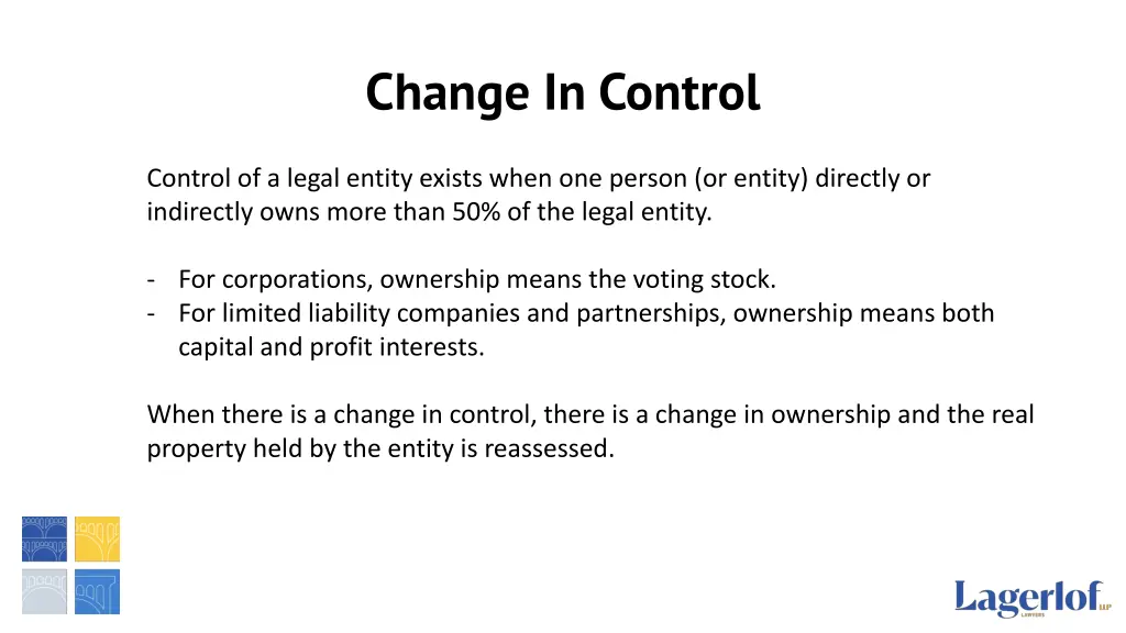 change in control