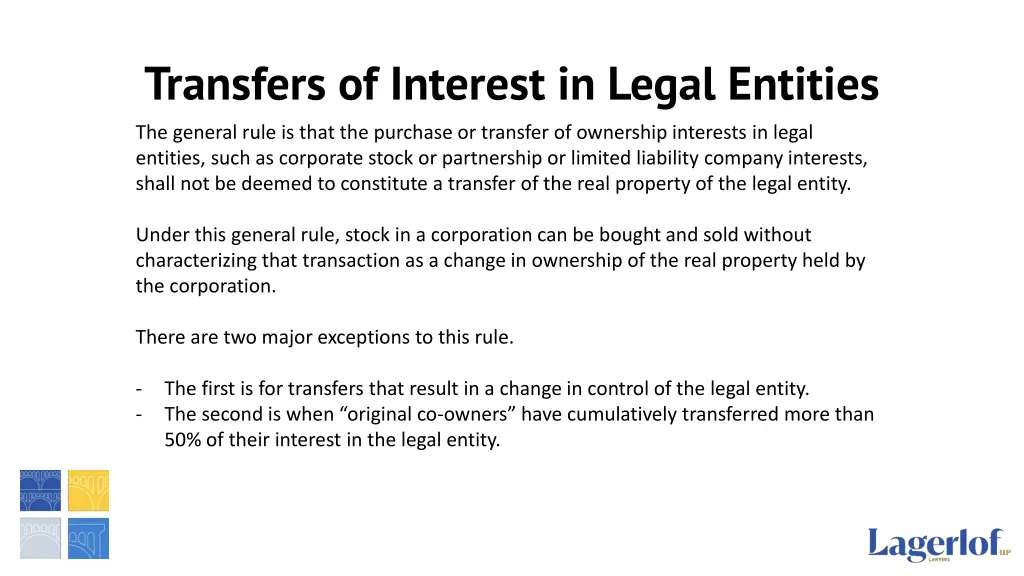 transfers of interest in legal entities
