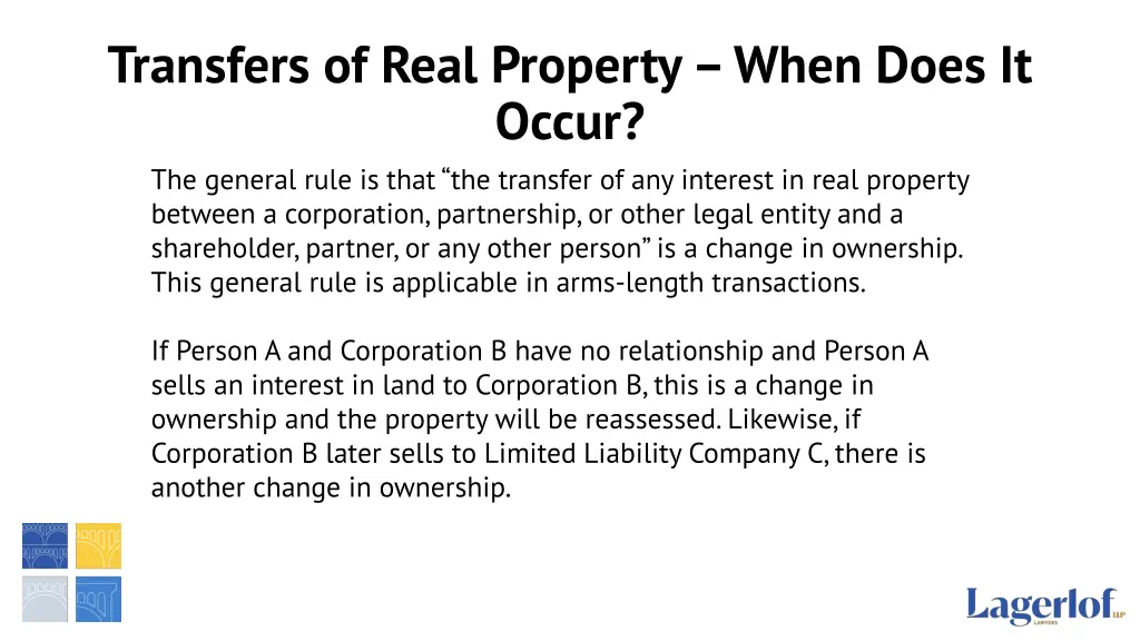 transfers of real property when does it occur