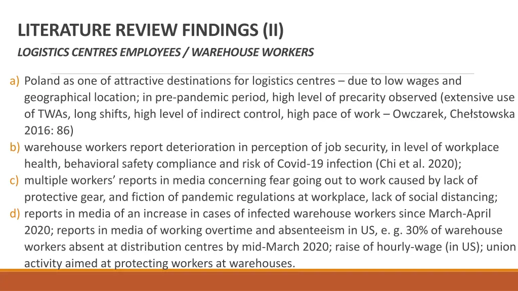 literature review findings ii