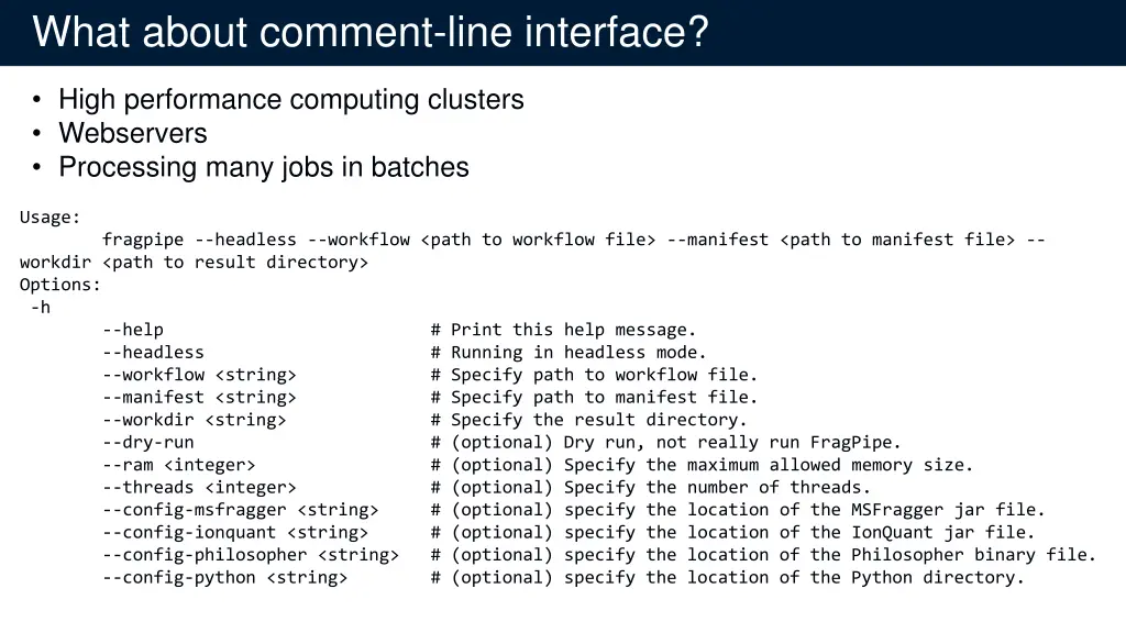 what about comment line interface