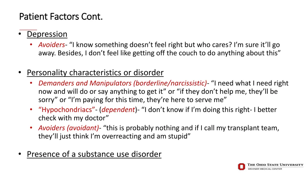 patient factors cont patient factors cont 1