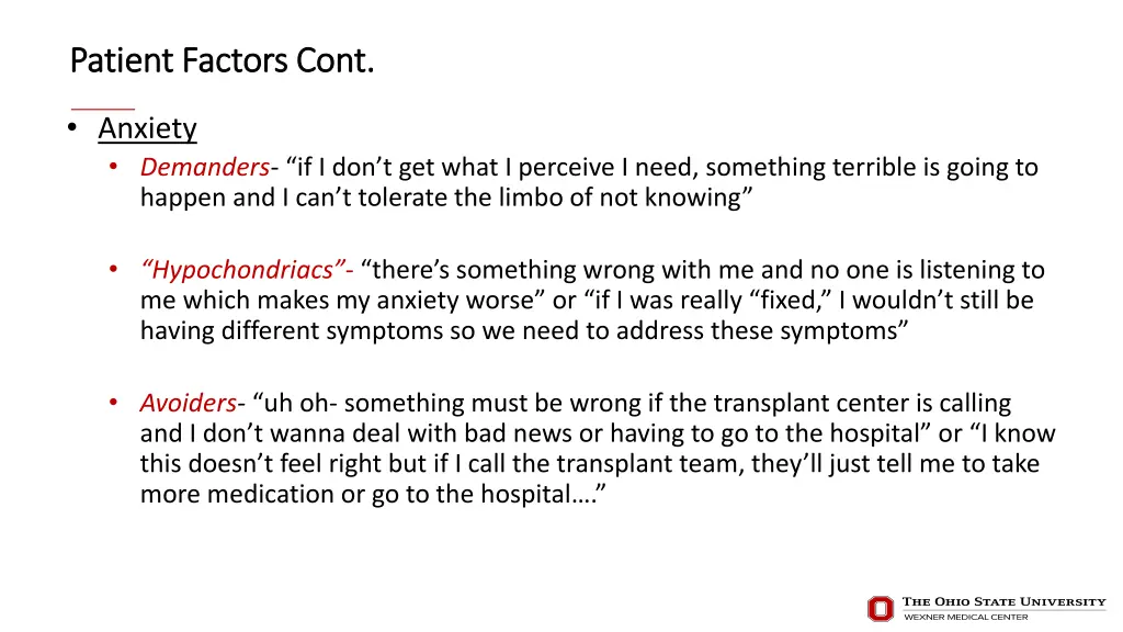 patient factors cont patient factors cont