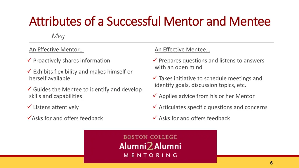 attributes of a successful mentor and mentee