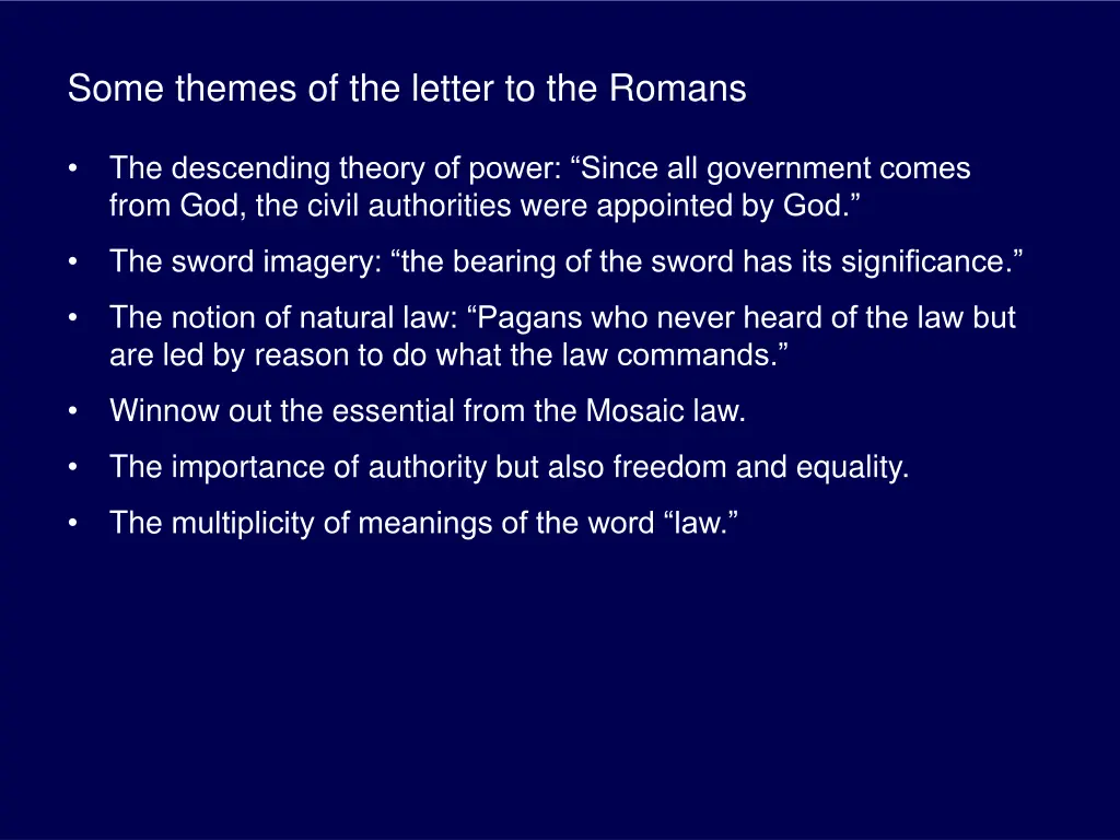 some themes of the letter to the romans