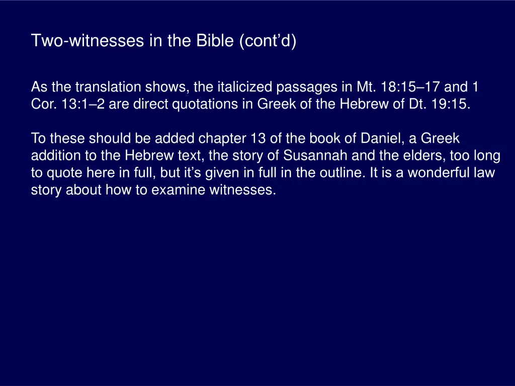 two witnesses in the bible cont d