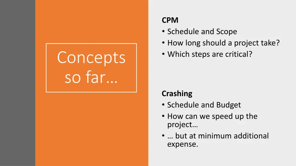 cpm schedule and scope how long should a project