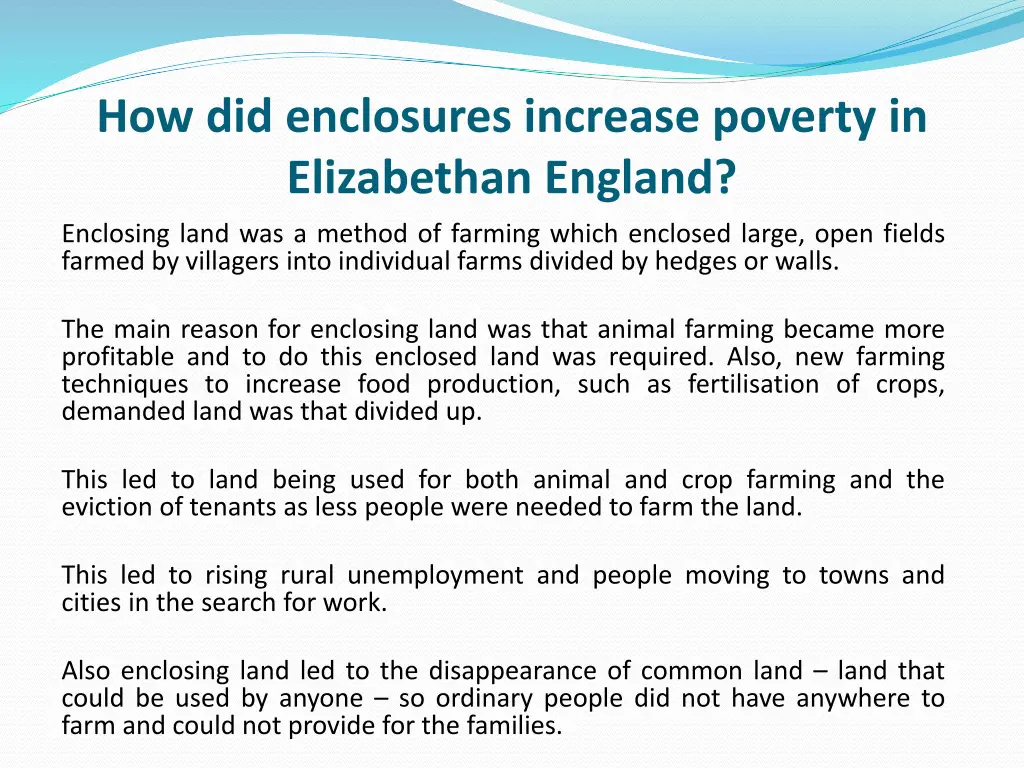 how did enclosures increase poverty