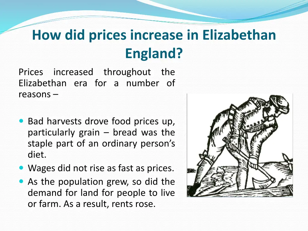 how did prices increase in elizabethan england