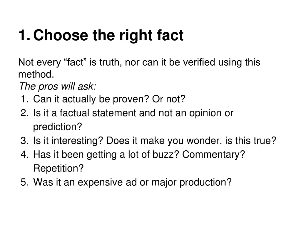 1 choose the right fact