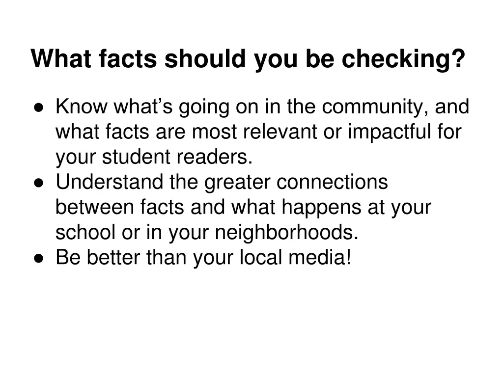 what facts should you be checking