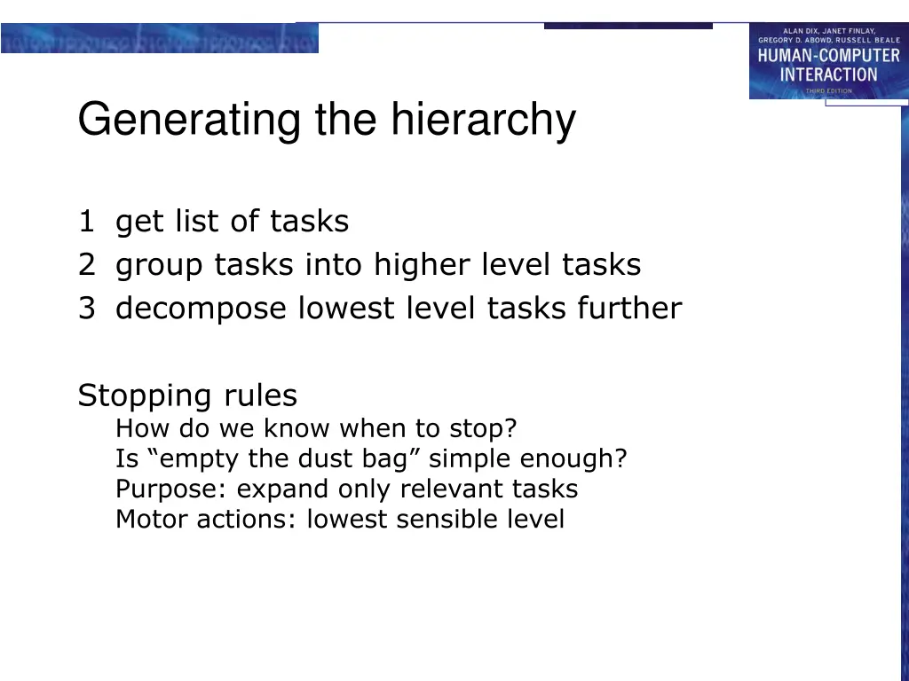 generating the hierarchy