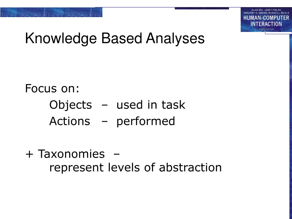 knowledge based analyses