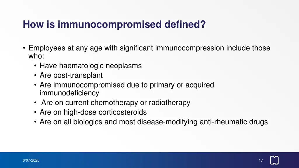 how is immunocompromised defined