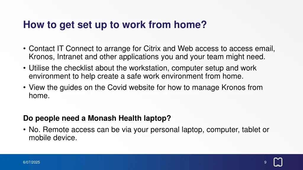 how to get set up to work from home