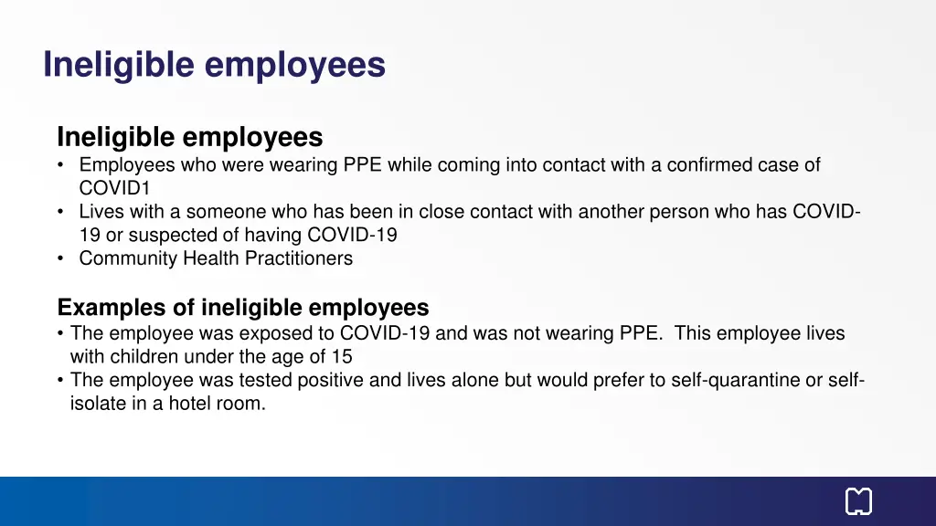ineligible employees