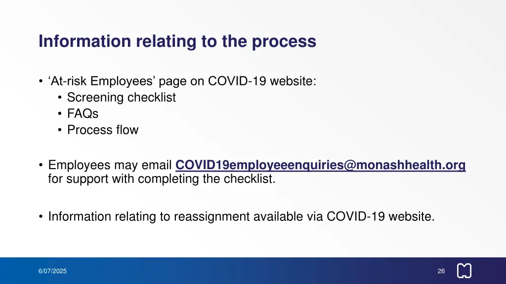 information relating to the process