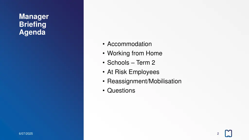 manager briefing agenda