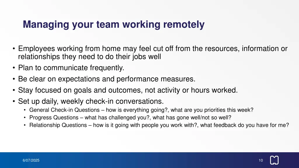 managing your team working remotely
