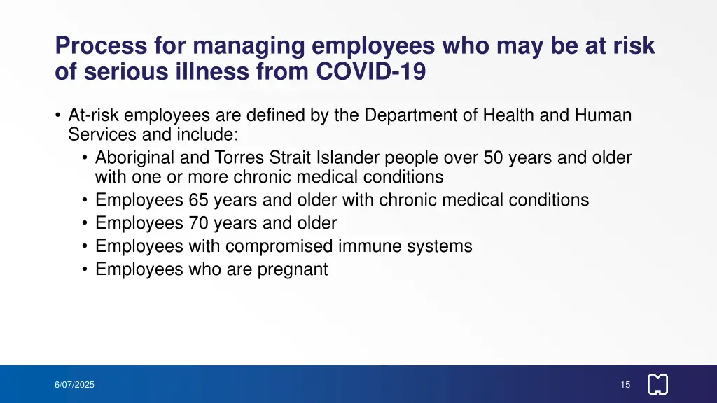 process for managing employees who may be at risk