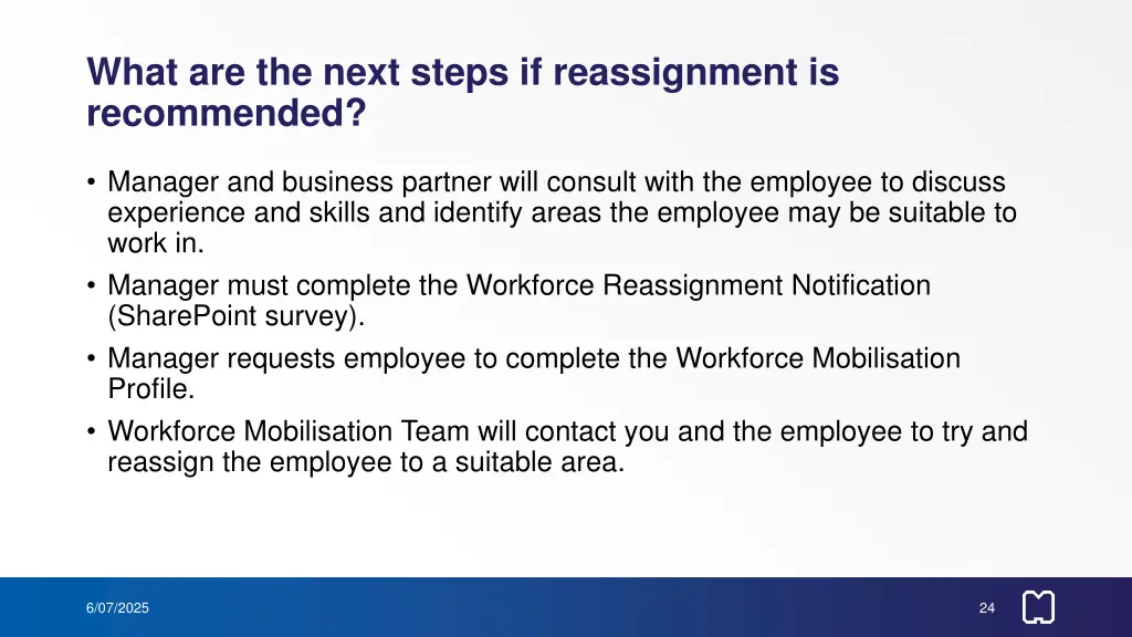 what are the next steps if reassignment