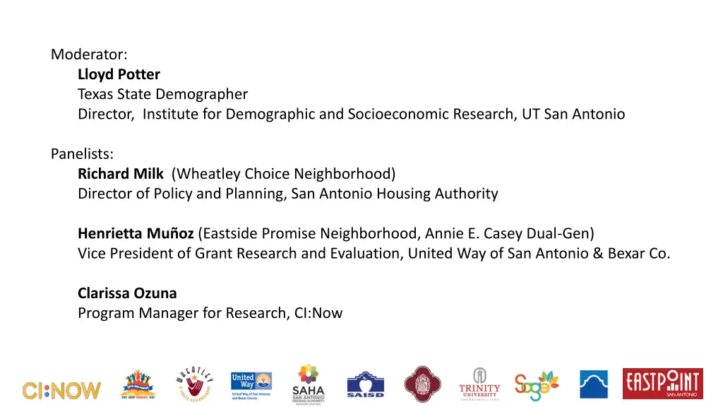 moderator lloyd potter texas state demographer